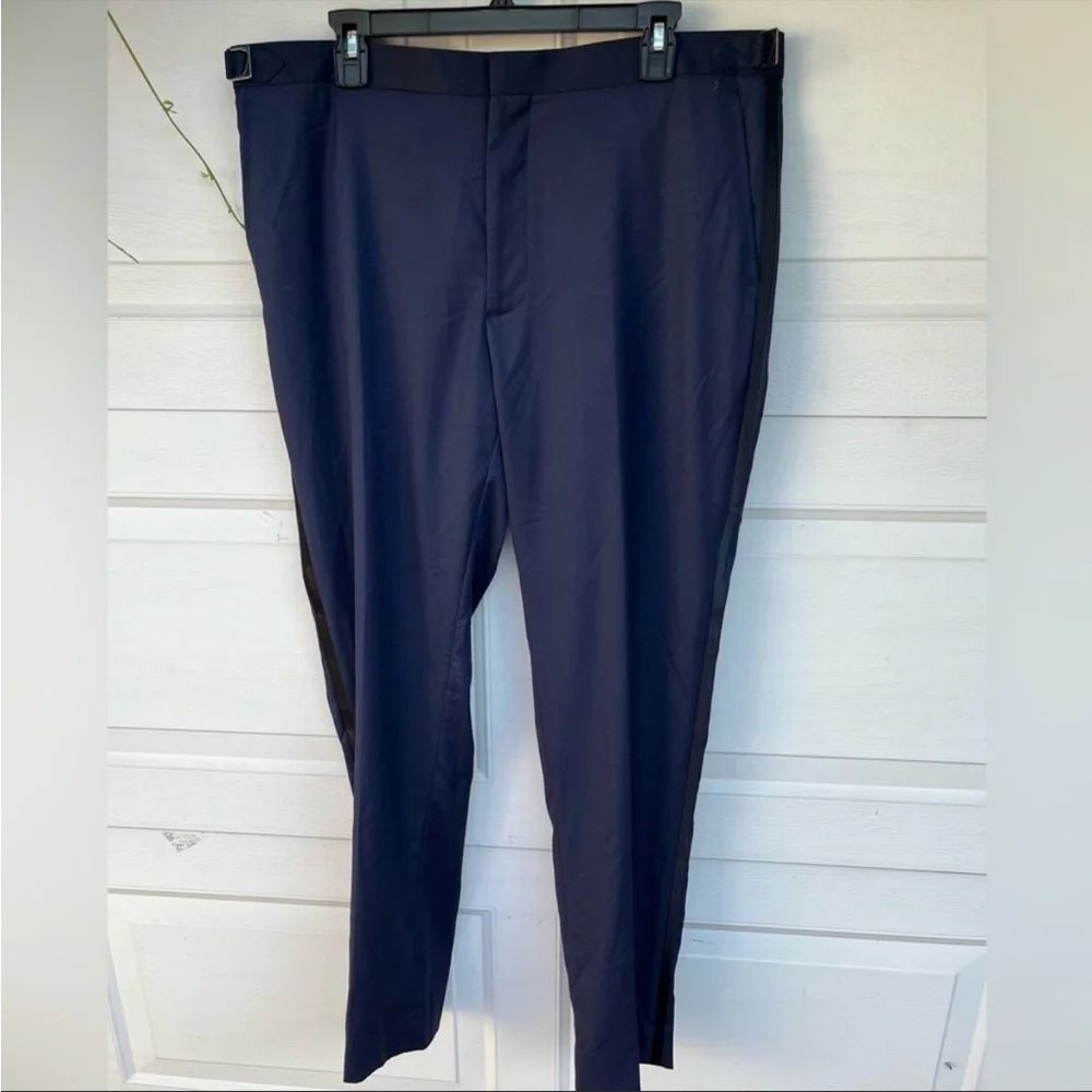 Men's Alton Lane Dress Pants 3ailored Fit Mid Rise Flat Front Straight Leg Navy